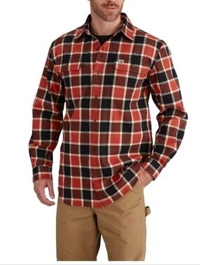 Carhartt Men's Hubbard Flannel Shirt Heavyweight Original Fit Red Plaid Size 3XL
